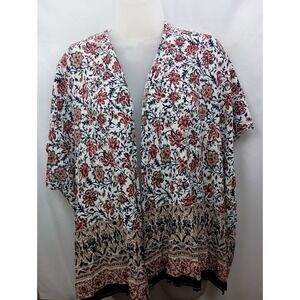 black red open front floral office church work plus XLwhimsigoth beach cardigan‎